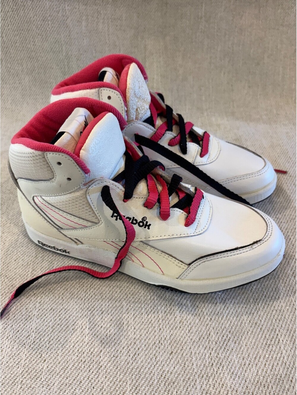 VTG Reebok Dance High Top Sneakers Women's 6.5 White Pink Black NOS Flawed